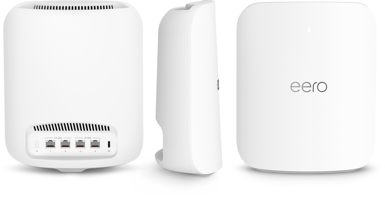 Back, side, and front product shots of new Sonic WiFi 7 Max device.